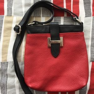Leather red and black purse